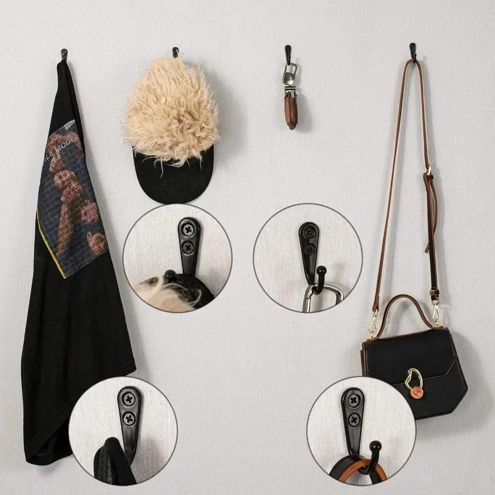 Alloy Hooks with Screws Wall Mounted Hanging Hangers for Coat Towel Bags Caps Hook Kitchen Bathroom Storage Rack Holders