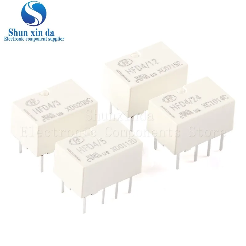 5PCS Relay HFD4/3 HFD4/5 HFD4/12 HFD4/24 HFD4/4.5-S -S1R HFD4 3V 4.5V 5V 12V 24V HFD4 DIP SMD 8Pin 2A DIY Signal Communication