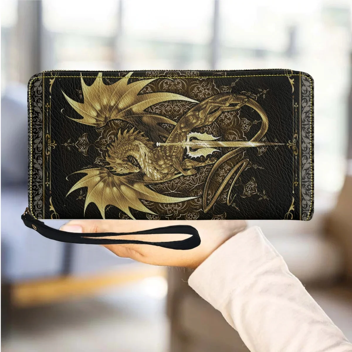 

Golden Dragon Design Women Wallet Luxury Brand Leather Slim Ladies Purse Multifunction Purses Card Holder for Teen Girls Storage