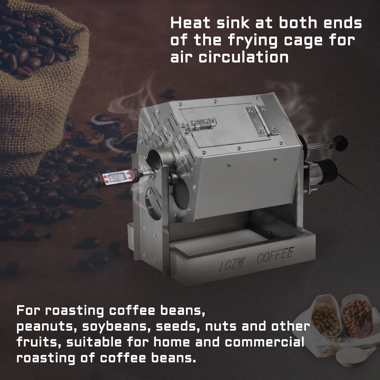 Electric Coffee Roaster Compact roaster with gas and electric ceramic oven heating Home Frying Machine Baked Coffee Beans