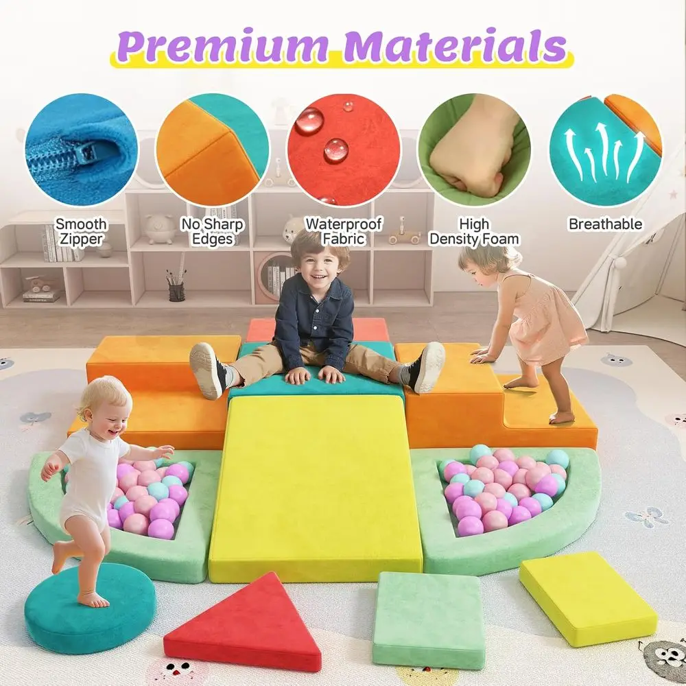 Toddler Foam Climbing Blocks Set, 11-Piece Soft Play Montessori Activity, Macaron-Colored Indoor Gym for 1-Year-Olds