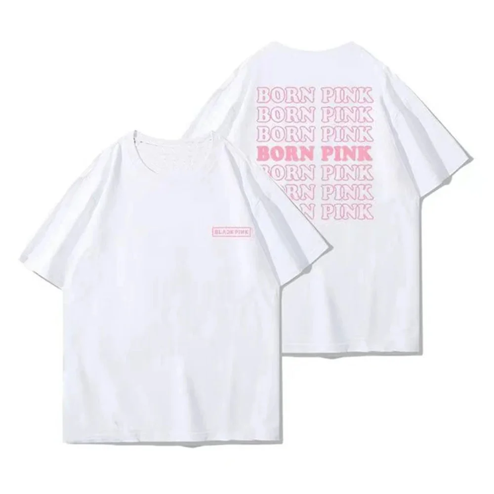 The New Cotton Simplicity Printing Femme Tshirts Men Women Black Pink Kpop Short Sleeve Casual Fashion Tees Tops Clothing Summer