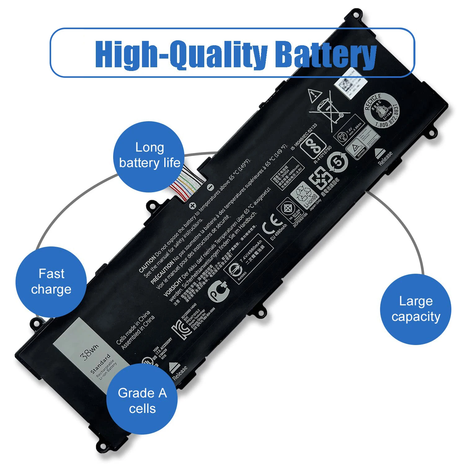Imagem -05 - Substituição da Bateria do Portátil para Dell Dell Venue 11 Pro 7140 Series Notebook Hfrc3 21cp5 63 105 22172548 7.4v 38wh 4980mah 2h2g4