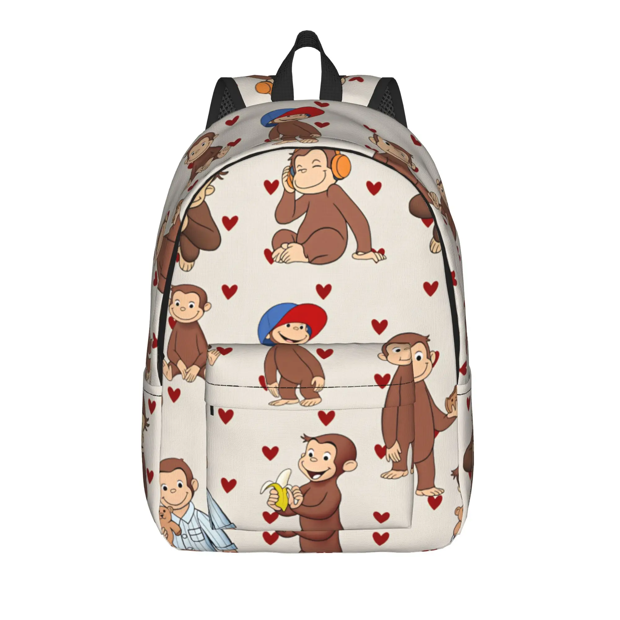 Рюкзак Curious George Red Hearts, милые рюкзаки, молодежные школьные сумки с узором для активного отдыха, дизайнерский рюкзак