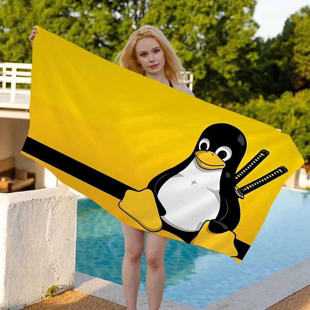 Linux Operating System Tux Penguin Big Microfiber Beach Towels Towel Sand Beach Towels Pool Towel For Travel Swim Pool Yoga