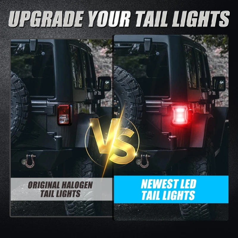 

LED Tail Lights Rear Brake Turn Signal Reversing Lamps For Jeep Wrangler JL 2018+ Double Flash Running Light