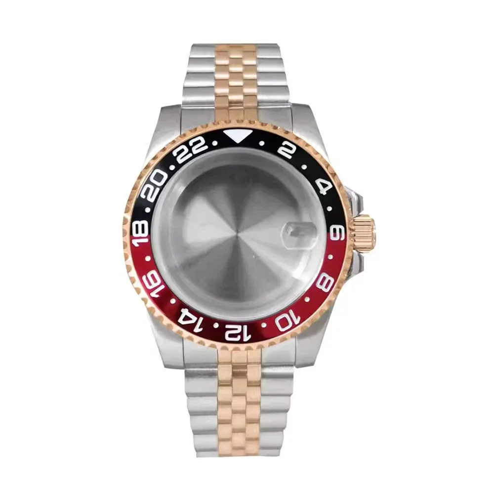 時計ケースセット,防水拡大鏡,サファイアガラス,ピンクゴールド,ステンレススチール,pvd,nh35,nh36ムーブメント,40mm