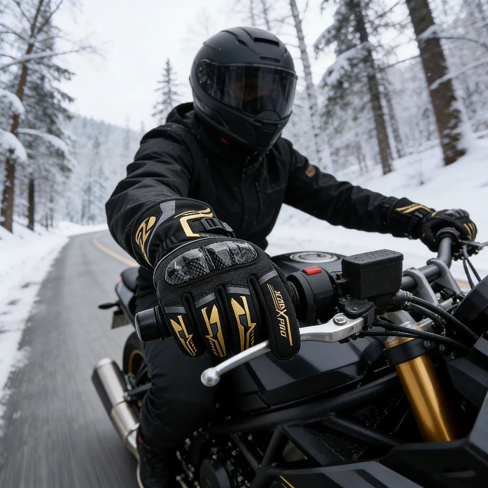 Heated Effect Cold Proof Motorcycle Gloves Items Men Waterproof Windproof Carbon Fiber Protective Anti-Slip Winter Riding Glove