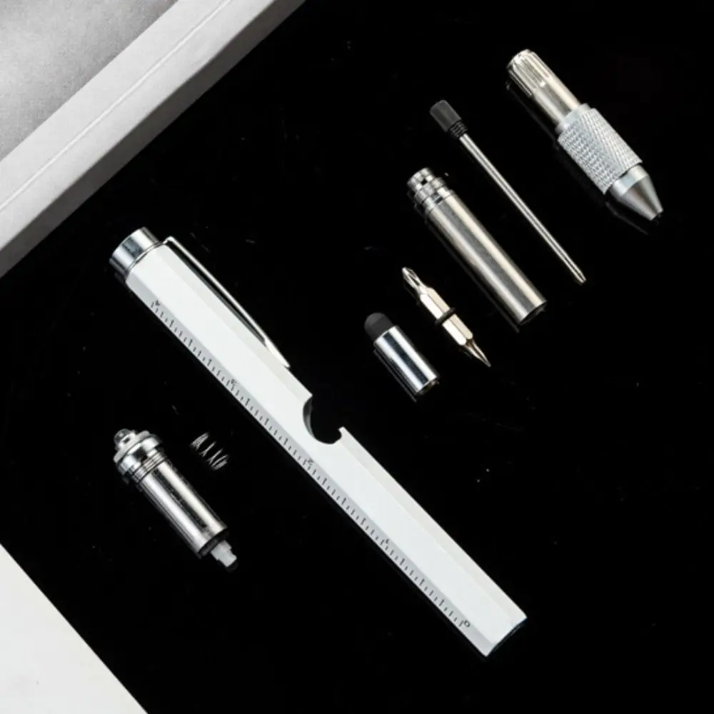 9 in 1 Multi-function Tool Pen Portable Detachable Handheld Screwdriver Tool LED Light Professional Measure Technical Ruler