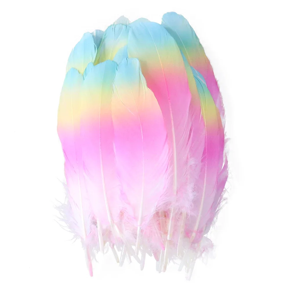 Macaron Three-color gradient Goose feather 10pcs/lot 6-8\