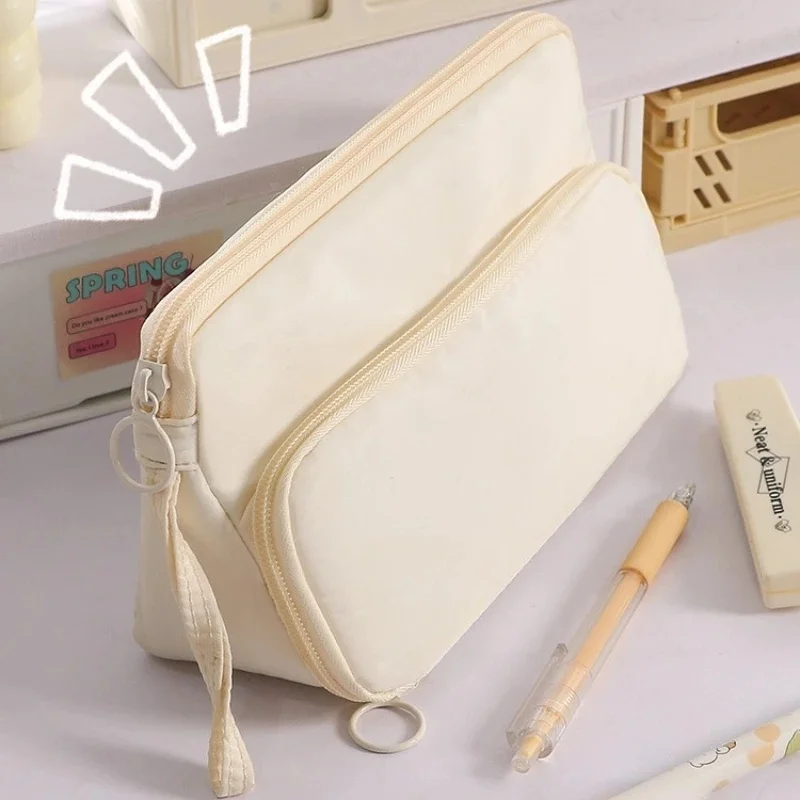 Handheld Minimalist Triangular Staircase Pencil Case with Multiple Layers for Storing Pencils Student High-value Stationery Bag