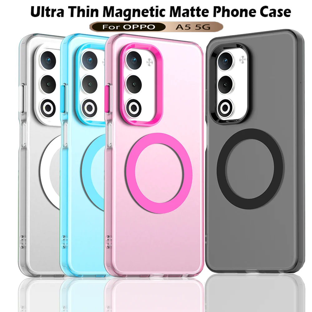 

Magsafe Matte Phone Case For Oppo A5 5G Magnetic Wireless Charging Translucent PC Hard Shell Shockproof Back Cover