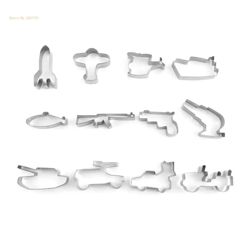 12 Pieces Military Series Cookie Cutter for Christmas Party Winter Biscuit Mold Dropship