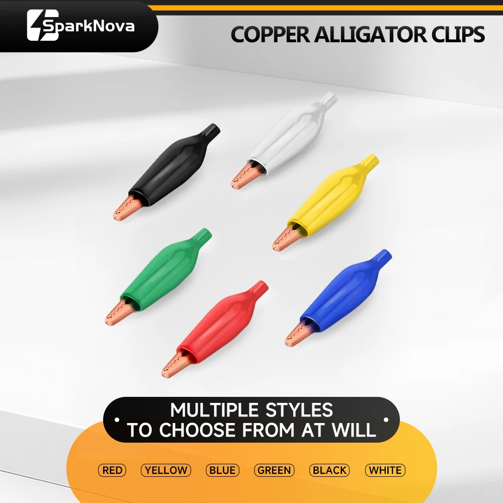 Copper Alligator Clips 45MM Black Red Blue Black Yellow Soft Plastic Coated Testing Probe Mini Crocodile Type Clips