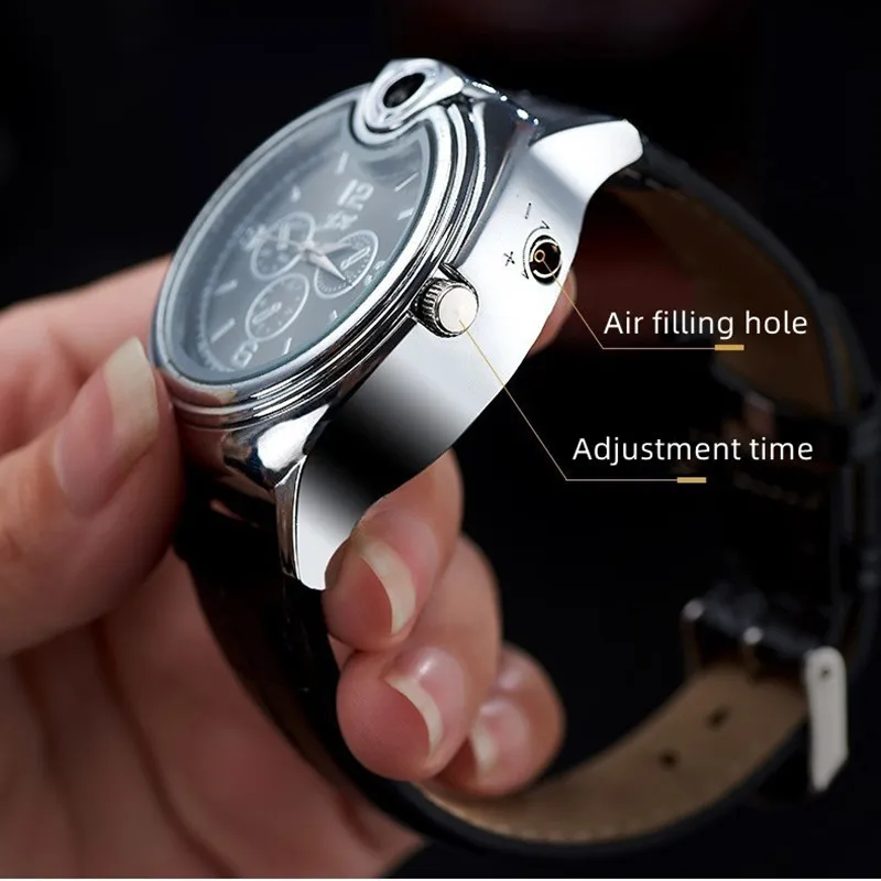 Metal Gas Watch Lighter Refillable Gas Portable Outdoor Windproof Lighter Fashionable And Cool Personality Creative Gift