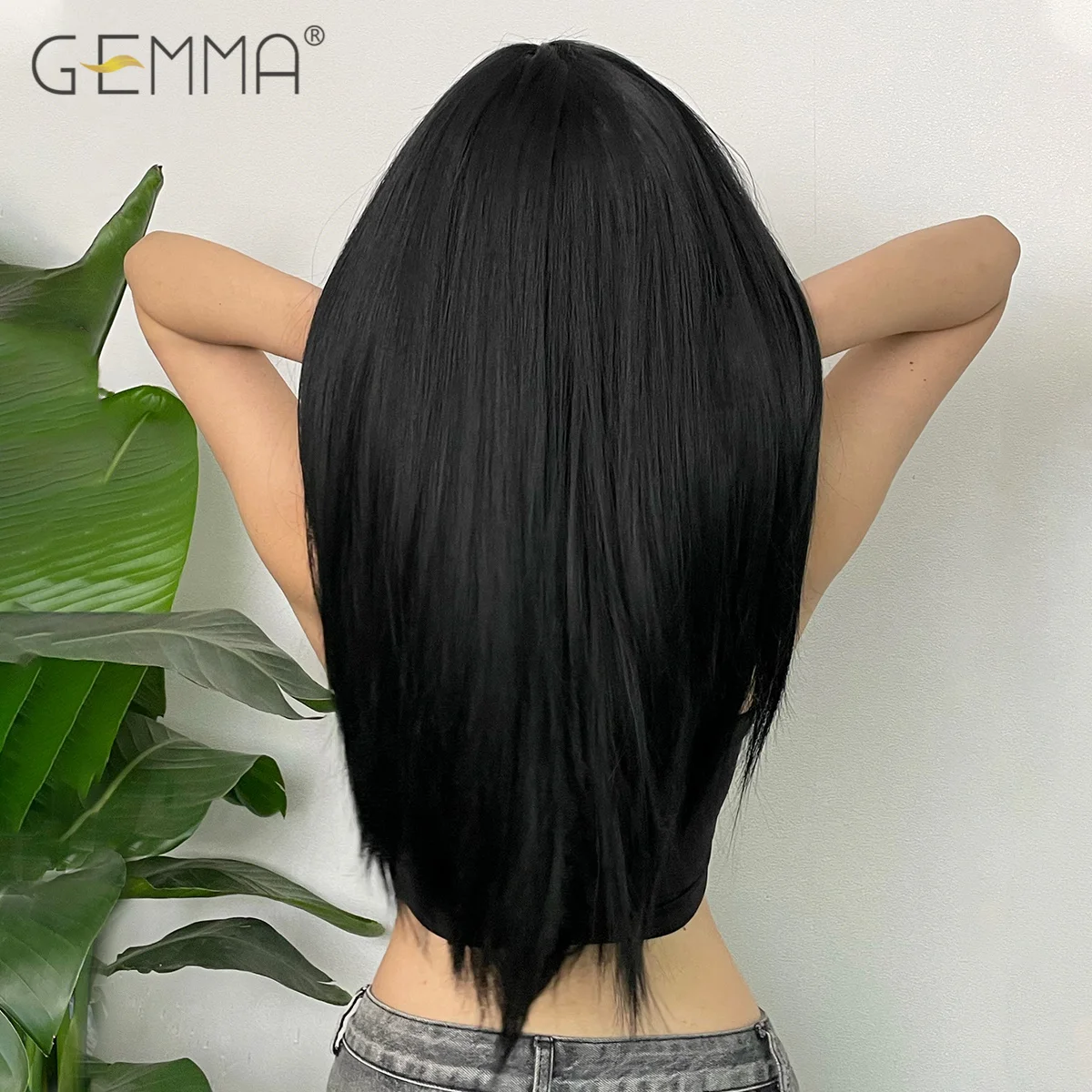 Long Straight Synthetic Wig Black Daily Use Wigs with Bangs for Women Heat Resistant Fibre Cosplay Lolita Party Natural Hair