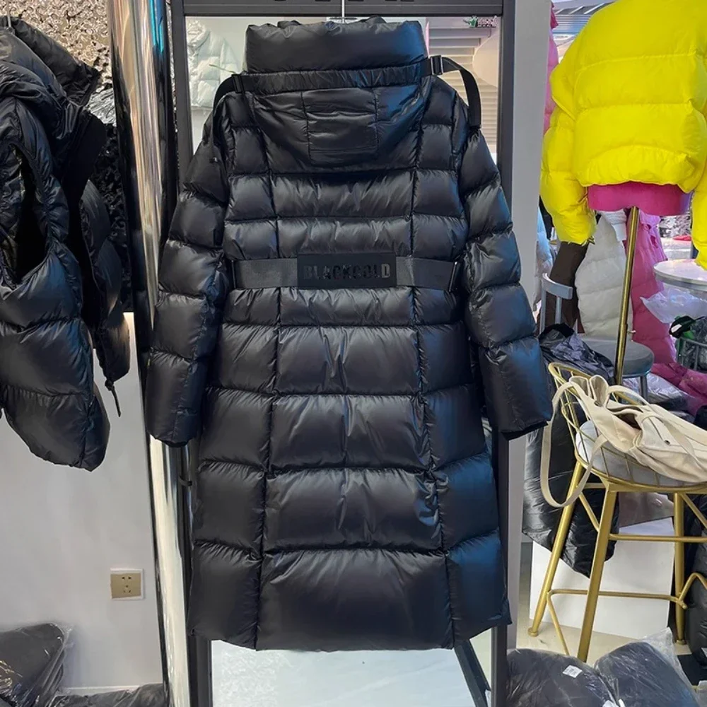 Femmes hiver à capuche coupe-vent blanc duvet d'oie manteau européen surdimensionné doudoune ample déplacements décontracté chaleur doudoune