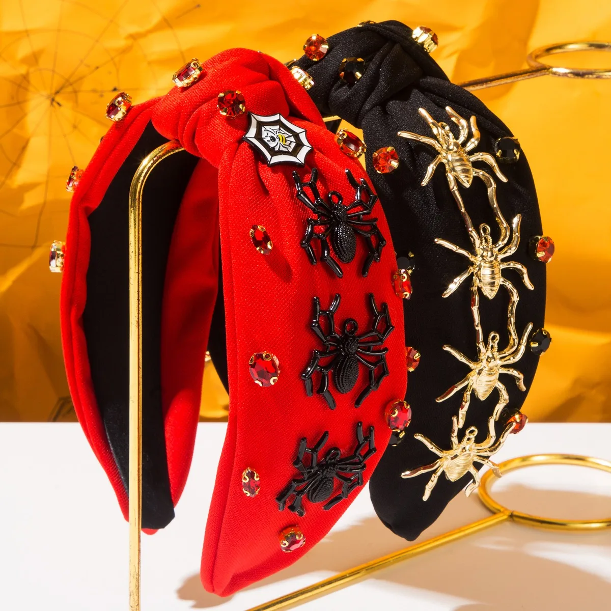 

1 шт., бархатные повязки на голову в виде паука на Хэллоуин, акценты со стразами в готическом темном стиле, идеально подходят для вечеринок на Хэллоуин, образцов косплея