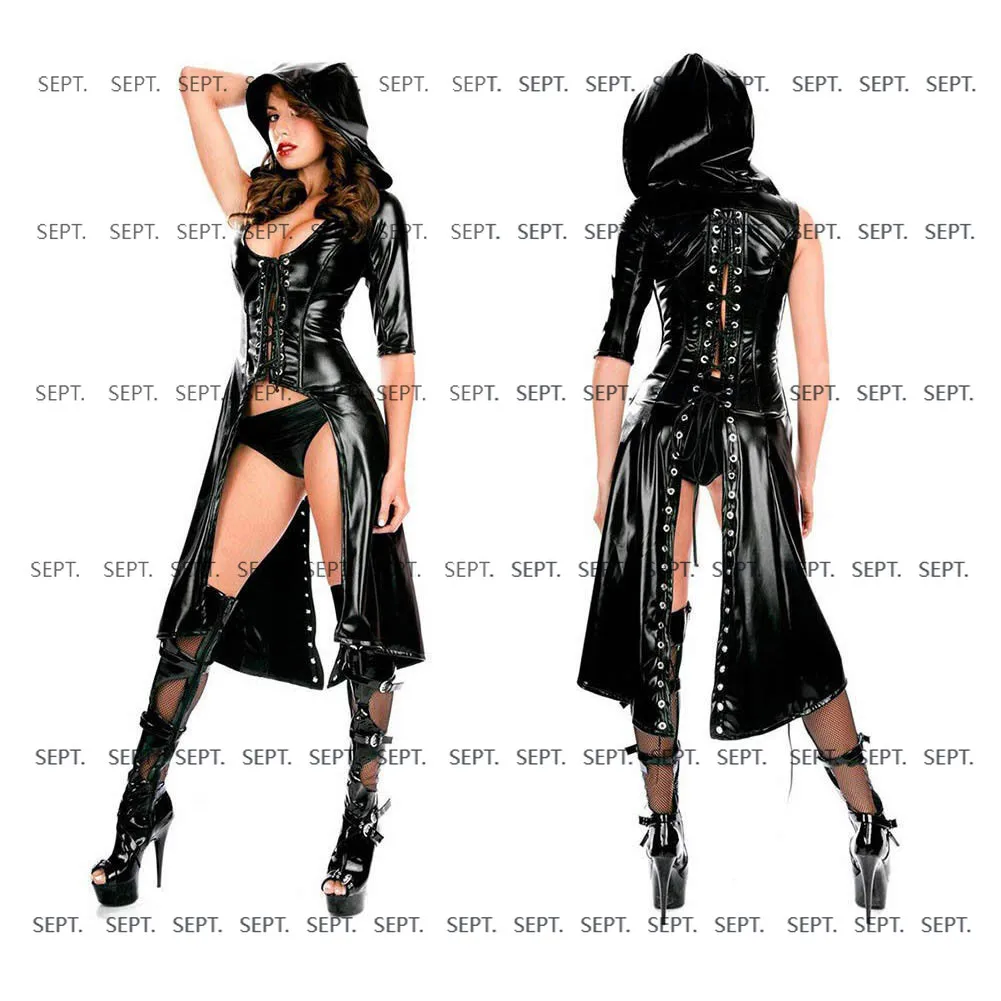 

2025 new European and American PVC leather, the Matrix cool handsome long trench coat male and female gender-neutral night singe