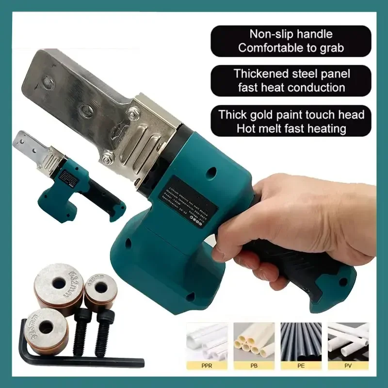 

Электрический сварочный аппарат для труб, беспроводной термофиксатор, PPR, полиэтиленовый паяльник, пластиковая трубка, полипропилен, нагрев, термоплавкий, без батареи, подходит для Makita