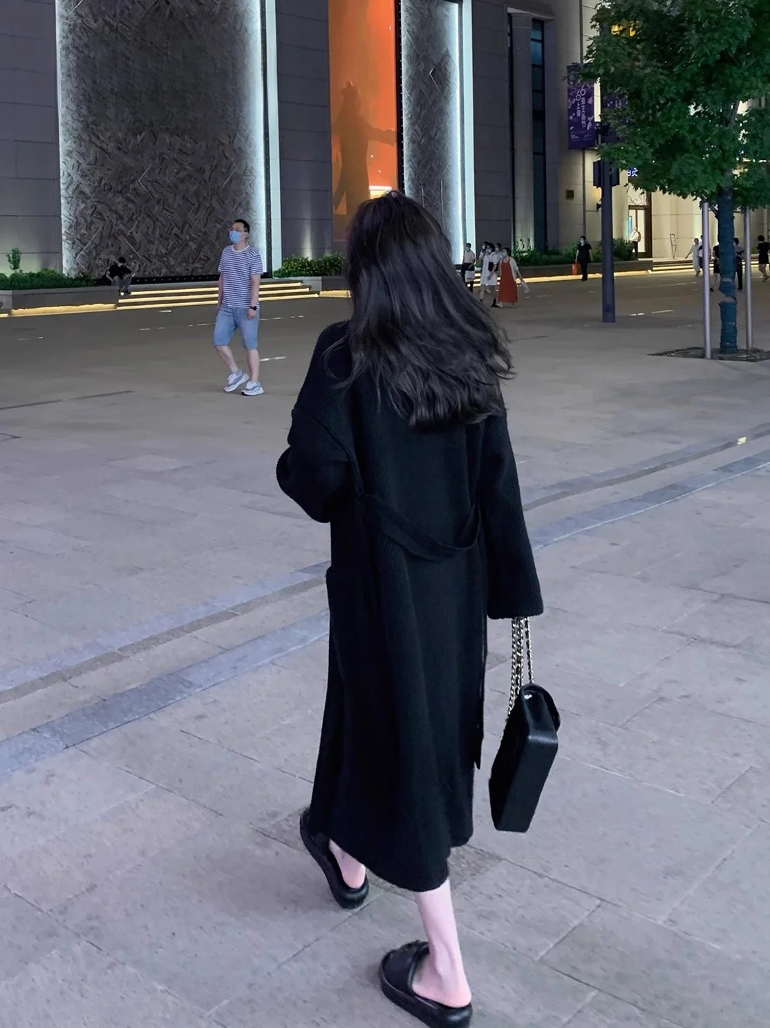 EU IIWAN Bla Lazy Loose Knitted Sweater Cardigan Robe Sle Belted Mid-Length Coat Jaet Women's Loose Fit Long Sve