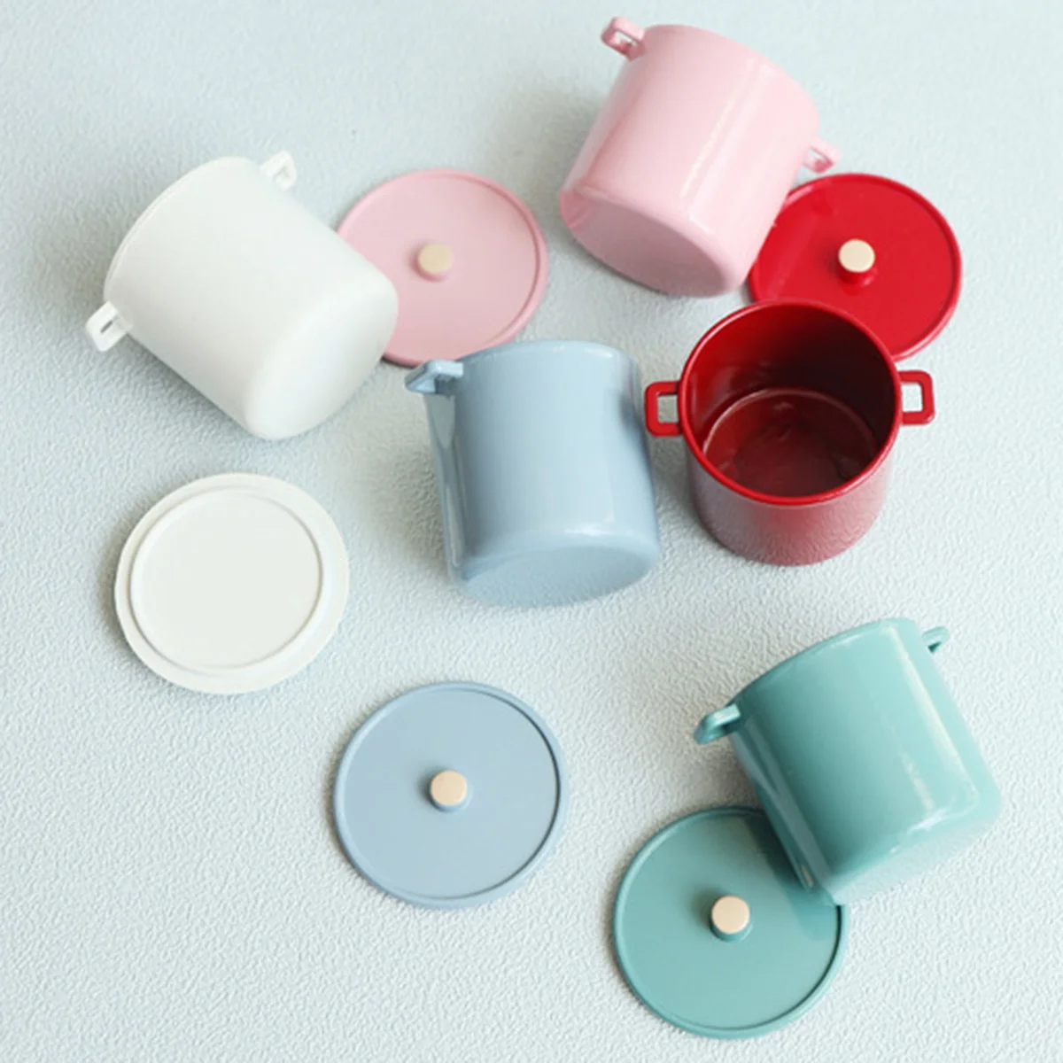 A88M 1:6 maison de poupée ustensiles de cuisine miniatures ustensiles de cuisine Mini Pot chaudière poêle maison de poupée accessoires de cuisine, rose