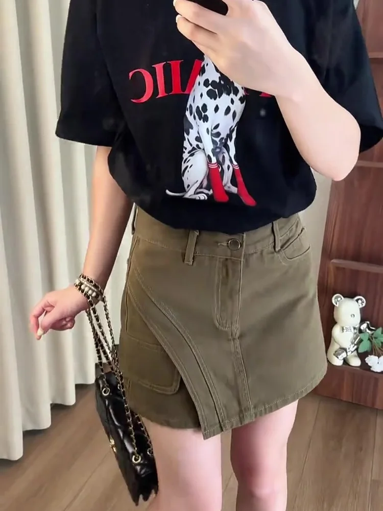 High Waist A-Line  Skirt Women's Workwear Anti-Light Walking Skirt Short Skirt Slimming Skirt Summer Casual Style