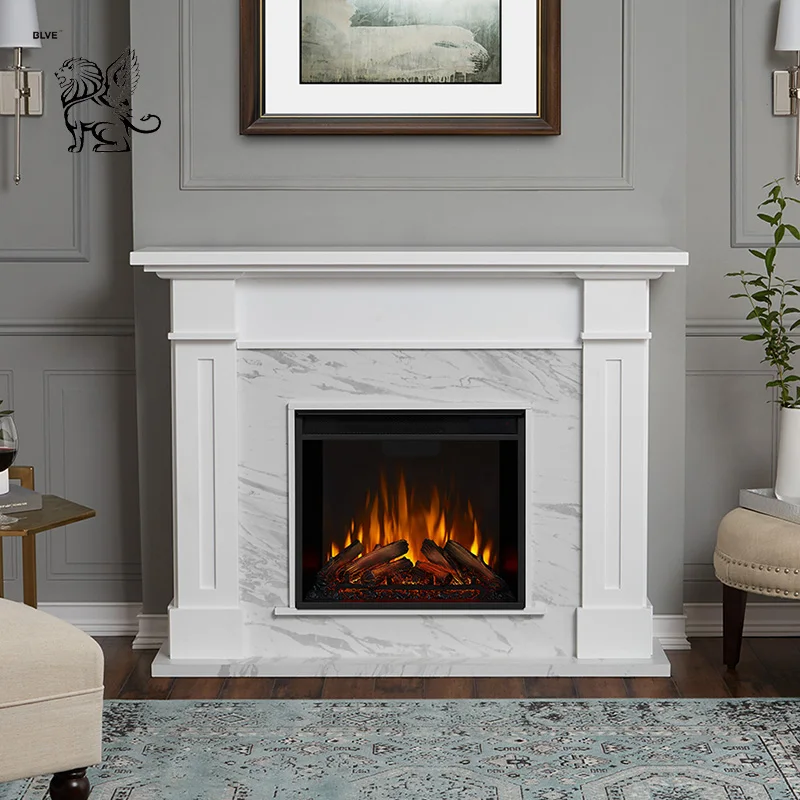 BLVE الراقية الفاخرة يدوية الصنع لويس XV نمط منحوت الأبيض الإيطالي كارارا الرخام الموقد MFJ-04 #6