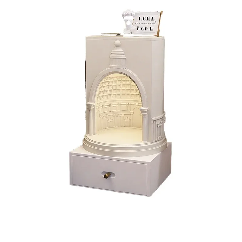 

Art Castle Bedside Table High-Grade Bedroom Floor Ornaments Bedside Locker Integrated Home Decoration