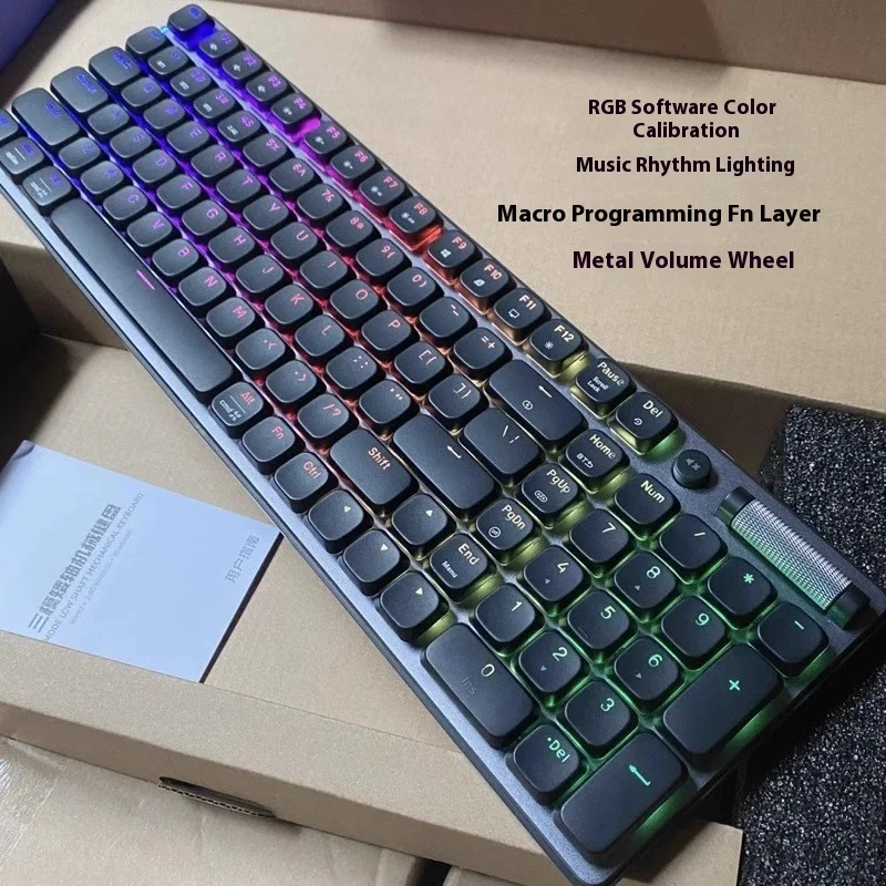 لوحة مفاتيح ميكانيكية منخفضة الوضع ثلاثية الوضع سماعة لاسلكية Bluetooth5.0 2.4g لوحة مفاتيح مكتبية صامتة من سبائك الألومنيوم للكمبيوتر اللوحي ولوحة مفاتيح سطح المكتب