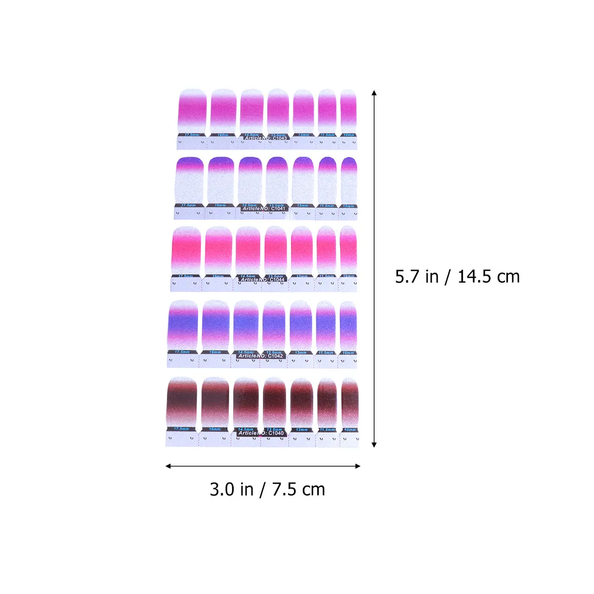 5 Sets Nail Art Decorative Stickers Design Gradient Color Fingernail Decals Paper