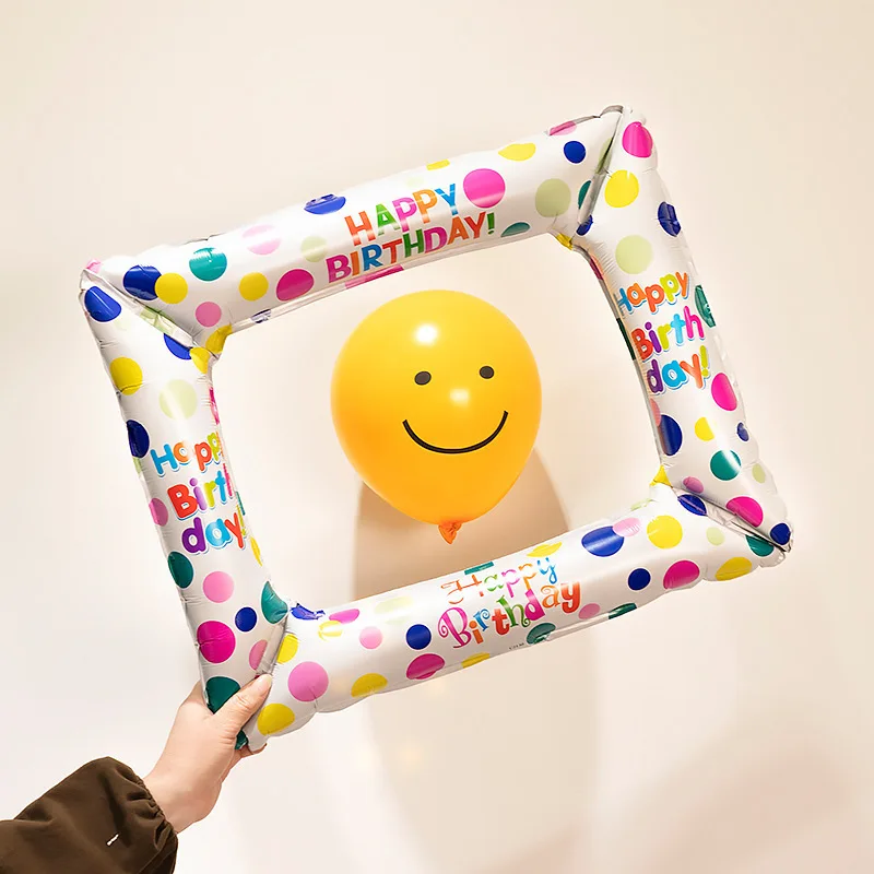 Children Birthday Party Graduation Photo Frame Aluminum Film Balloon Funny Photography Prop Decoration Scene