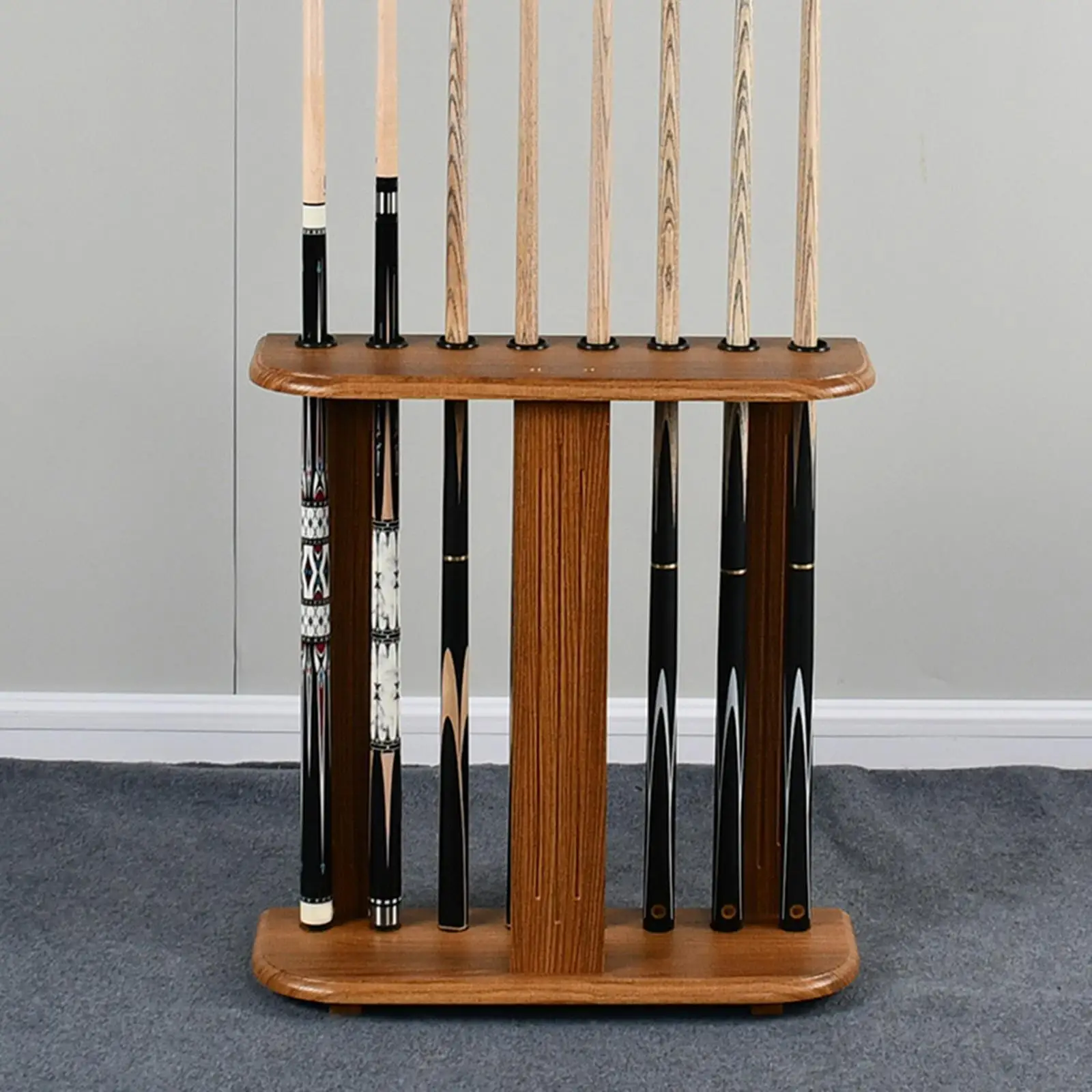 

Pool Cue Rack Freestanding Wooden Professional for Display Pool Stick Holder