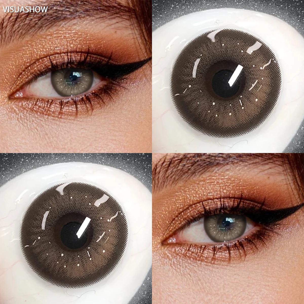 Visuashow Diamond Shimmer Farbige Kontaktlinsen 6 Monate Einweg 14,5mm Blau Grün Augenfarben-Kontaktlinsen für Schönheitskosmetik 70 – Detail 18