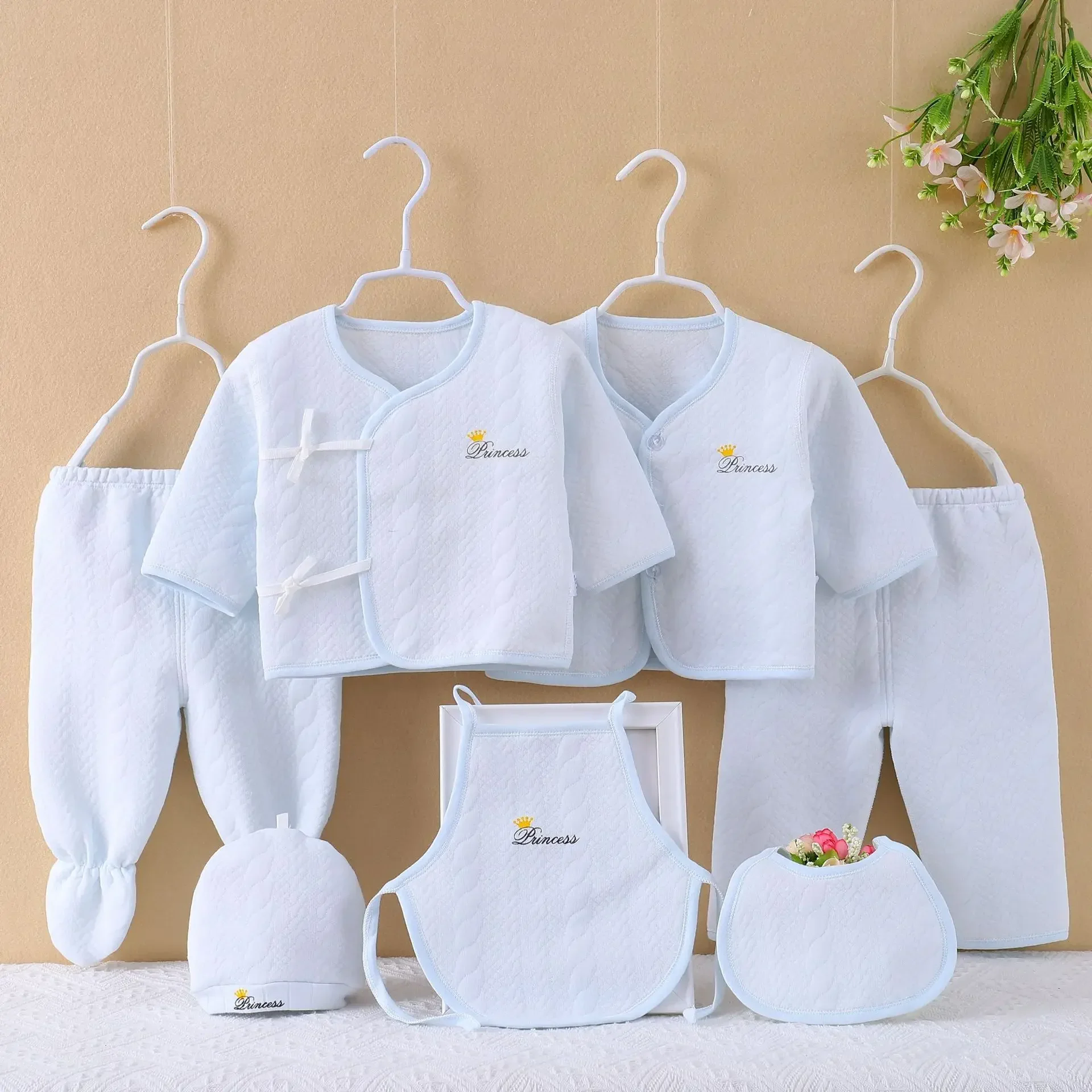 7Piece Spring Autumn Newborn Girls Clothes Boys Outfit Set Casual Cartoon Cute Cotton Long Sleeve Tops+Pants Baby Stuff BC801