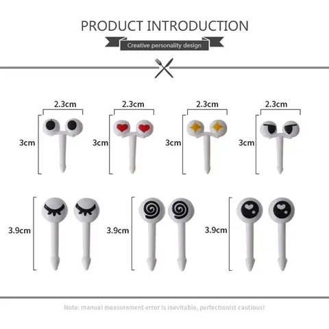 10/30/50 st Minispett Söta Tecknade Ögon Kawai Lunch Bento Box Mat Fruktpinnar Gaffelpinnar Buffé Smörgås Toppers Dekor Gaffel 10 best sales plastgaffel - №7