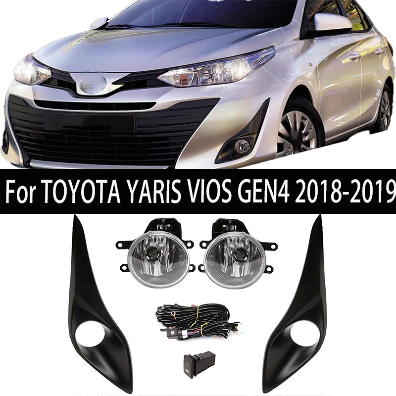 

Front Bumper Fog Lamp Assembly For Toyota Yaris Vios Gen4 2018 2019 Version W/Wires Switch