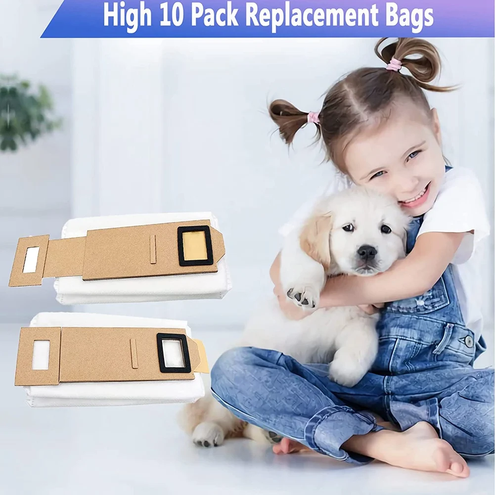 10 Pack Dust Bags Accessories for Xiaomi Roborock S7 T7S T7Plus T7S Plus, Vacuum Cleaner Bags Automatic Suction Station image 4