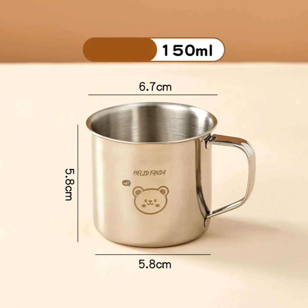 New 304 Stainless Steel Tea Milk Cup Anti Drop with Handle Children's Cup Outdoor Picnic Durable Milk Cup