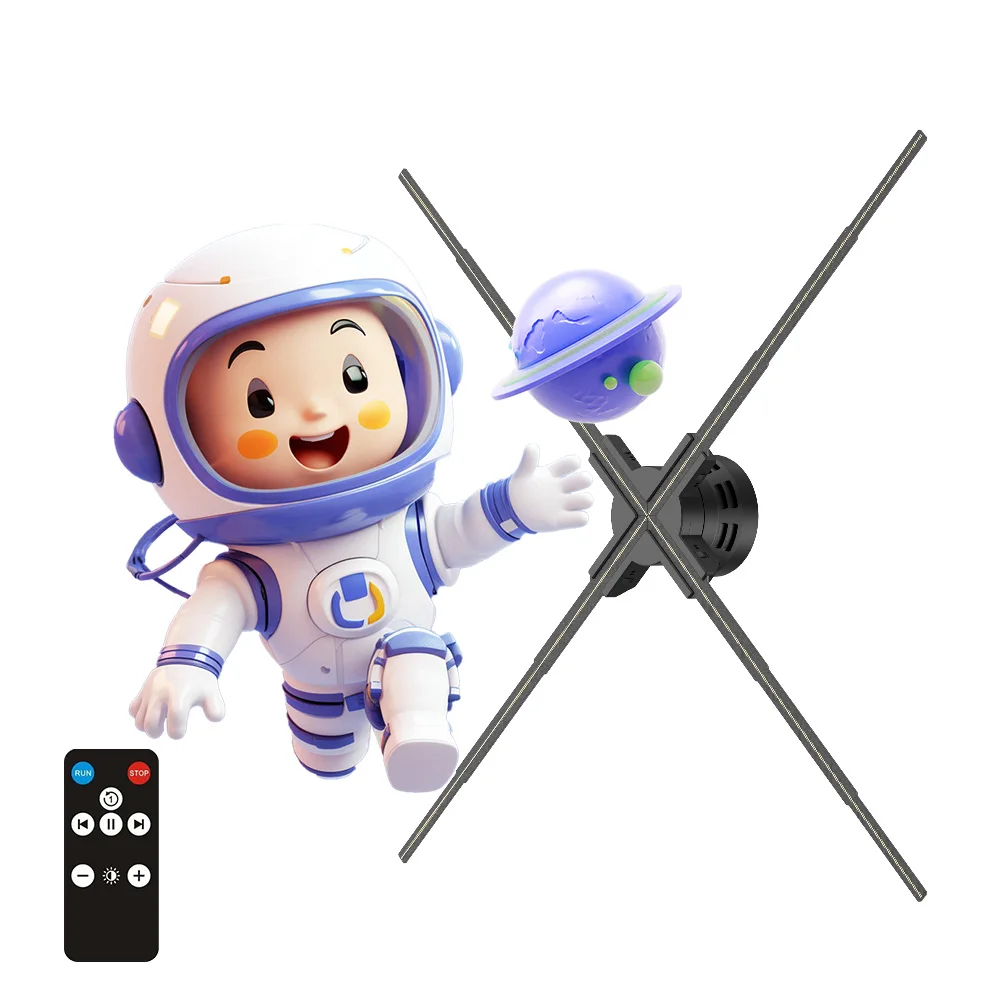 75Cm 65cm 55cm 45cm 4 Blades Ologramma 3D Holographic Projection Fan 170 Viewing Angle Indoor Use Education App Control OEM