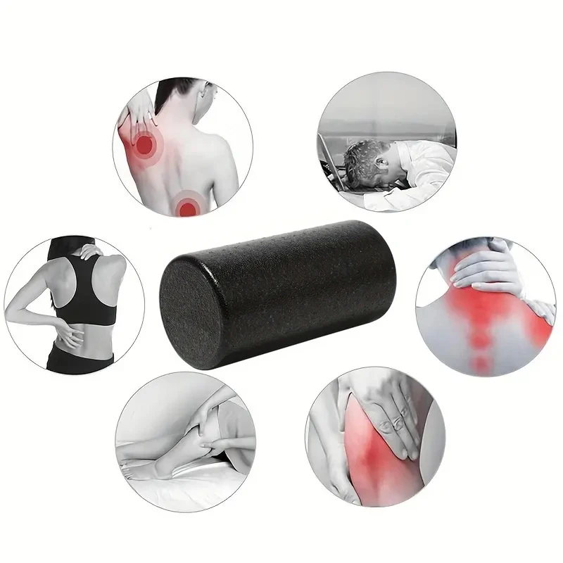 Foam Shaft EPP Solid Yoga Pole Fitness Muscle Relaxation Roller Massage Stick Glossy Black Roller (30*15cm)