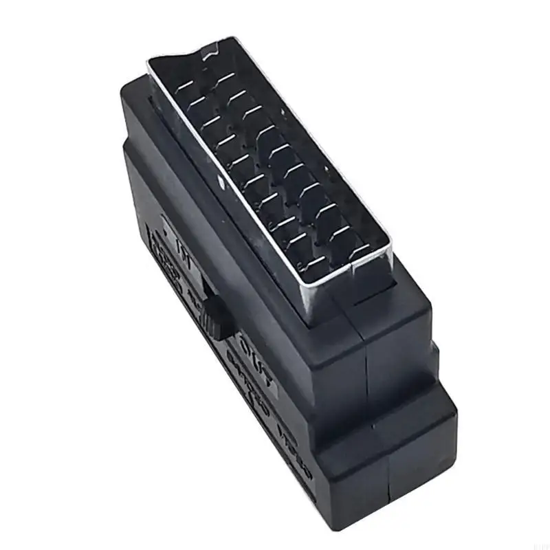 E1PF 21PIN SCART to 3RCA Female Adapter with On/Off Button for Sound and Picture Conversion