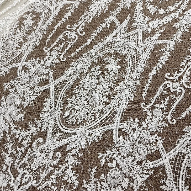 New European Style Lace Fabric with Sequins for Wedding Dress Evening Gown DIY Craft Clearance Sale