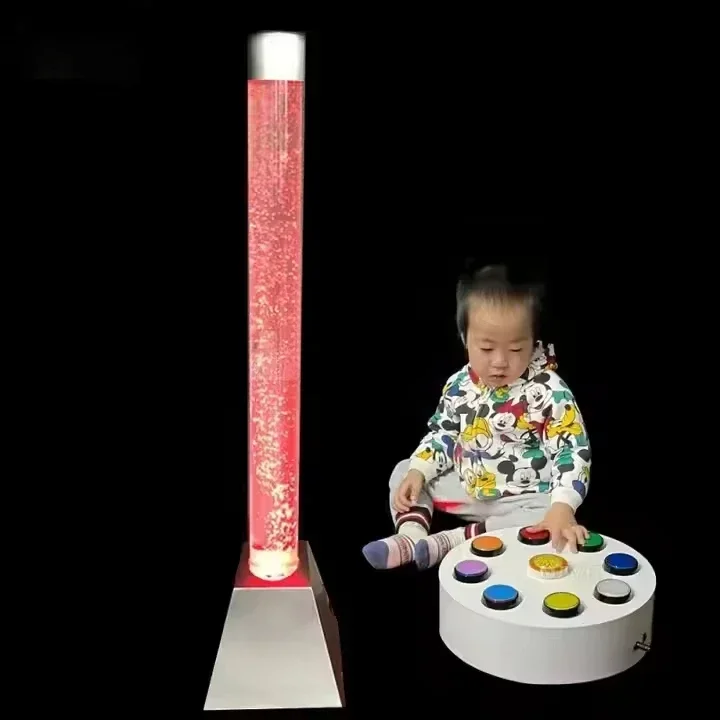 Autism Sensory Therapy Free Standing Rgb Color Control Led Light Fish Lamp Acrylic Water Column Bubble Tube Sensory Equipment