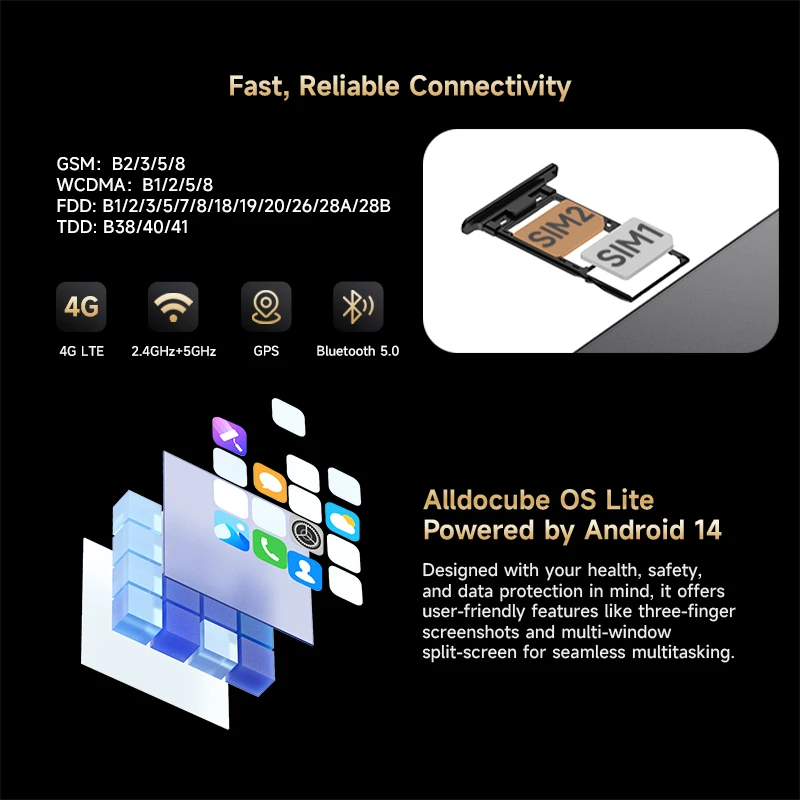 تابلت ALLDOCUBE iPlay70 Pro بشاشة 10.95 بوصة 2.5K 60 هرتز Helio G99 16 جيجابايت (6 جيجابايت + 10 جيجابايت افتراضي) ذاكرة الوصول العشوائي 256 جيجابايت 4G LTE 7000 مللي أمبير في الساعة أندرويد 14