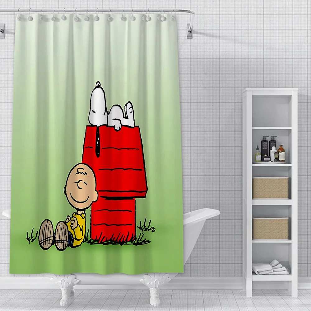 Cartoon Cute S-Snoopy Shower Curtain Waterproof Polyester Fabric Paint Colorful Bath Curtains Home Bathroom Curtain With Hook