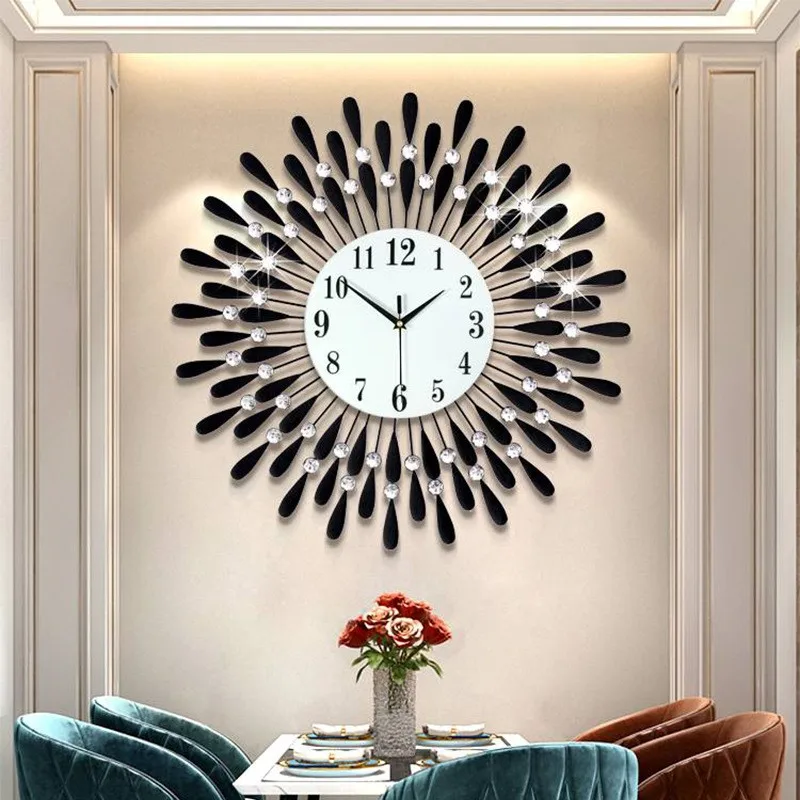 Newly Wall Clock Crystal Sun Modern Style Silent Clocks for Living Room Office Home Decoration digital wall clock 38X38cm
