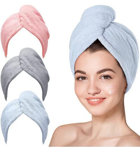 Women's  Hair Drying Towel Cap – Thickened Double-Layer, Ultra Absorbent & Fast Drying, Frizz-Reducing, Pillow-Safe, One Size Fits All, Reusable Wet Hair Care for Spring, Summer & Camping