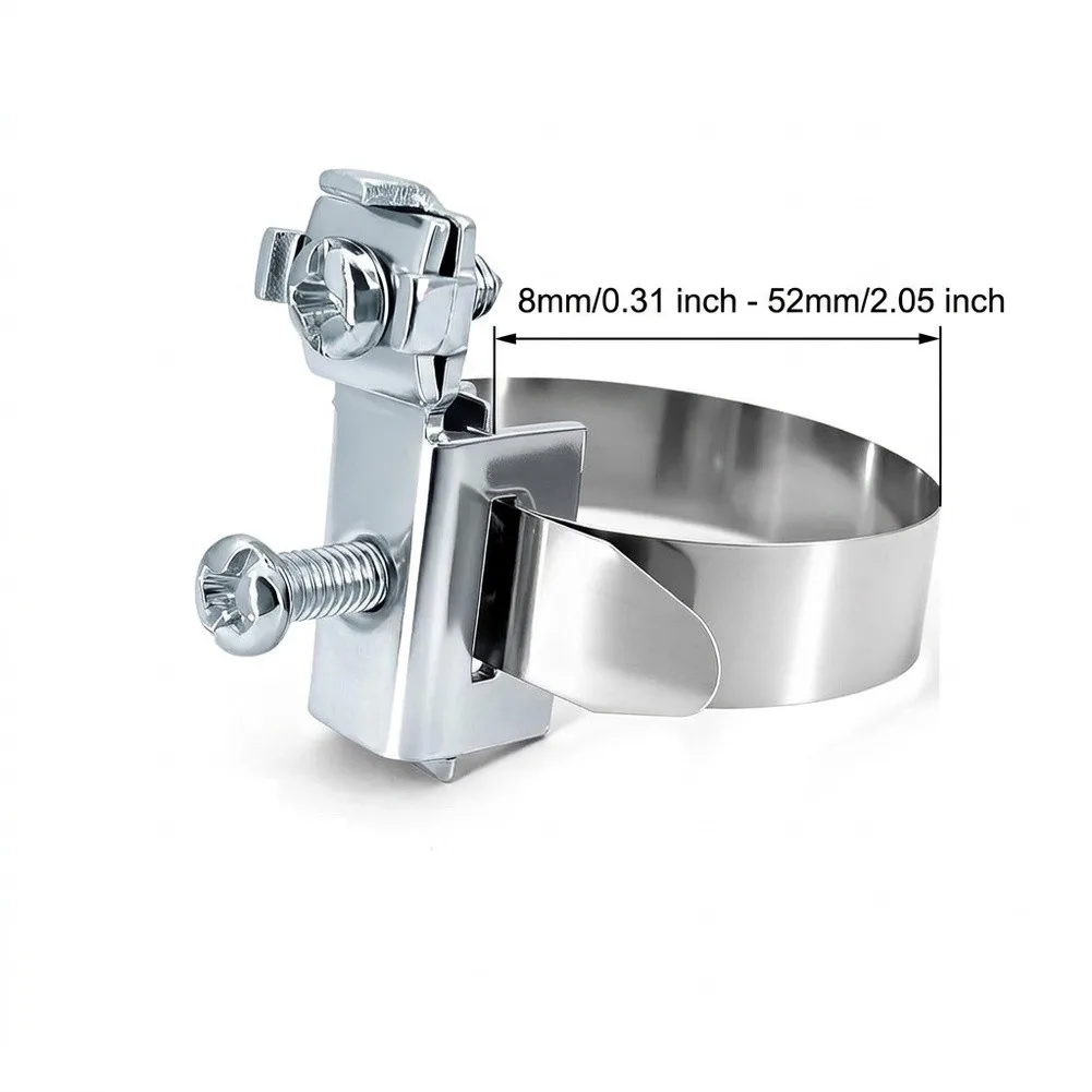 5PCS Grounding Pipe Clamp Earth Band Cable Tie, 8-52mm Adjustable Diameter Galvanized Steel For Cable Binding