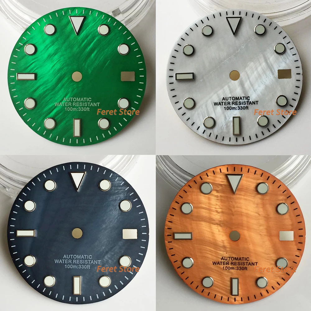 New 29mm Green/Orange/White/Blue Shell Watch Dial Luminous Fit NH35 Movement Automatic Watch